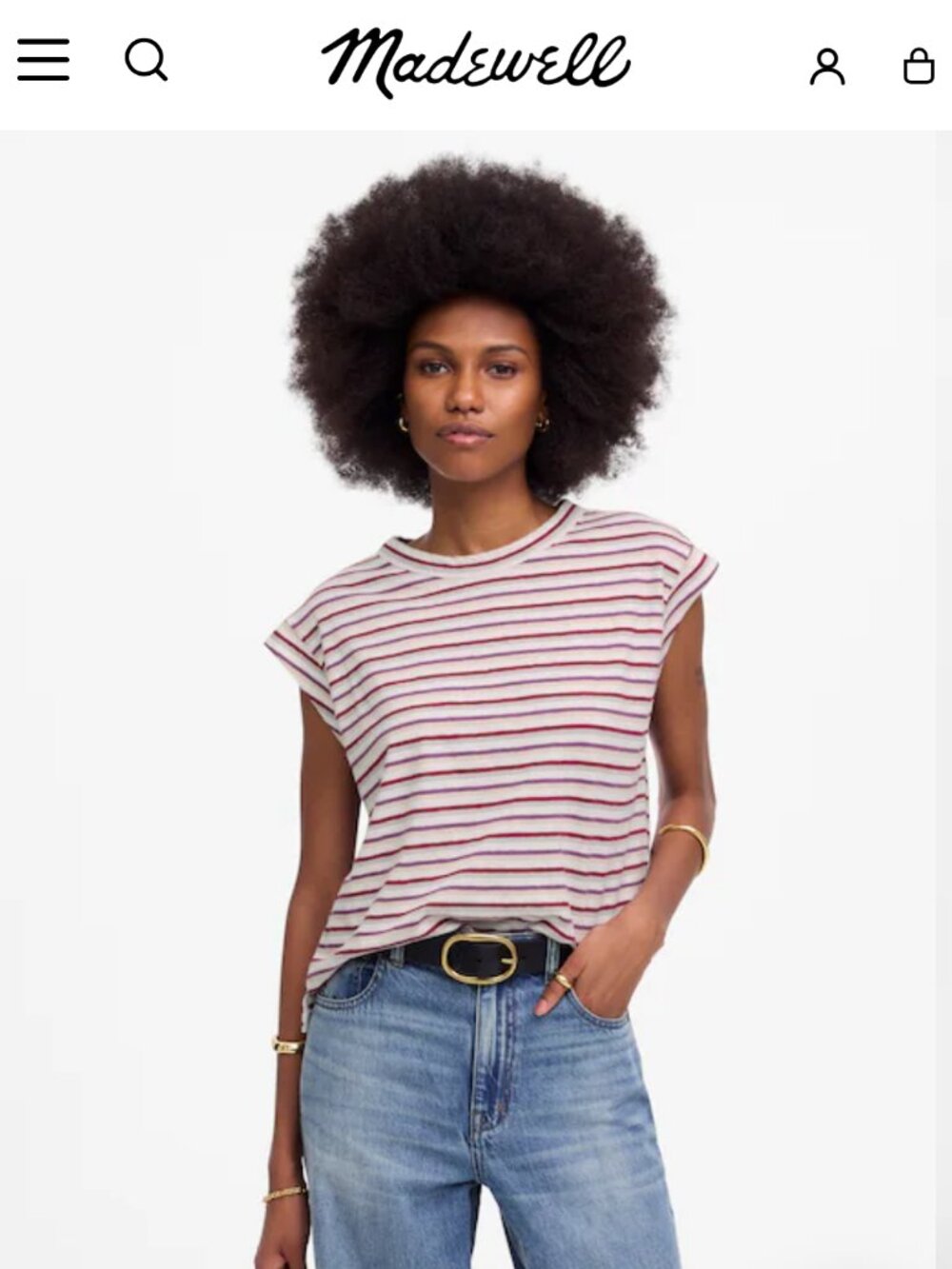 Madewell Boxy Muscle Tee in Stripe size Medium